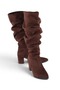 Deja Women's Bellows Thick Heeled Pointed Toe Suede Boots - 7
