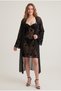 Women's Black Transparent Floral Patterned Dressing Gown and Underwear Set
