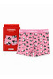 Panda Patterned Men's Boxer Cotton Lycra Shiny Elastic Boxed Pink