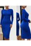 Women's long sleeve midi dress with lace detail at the back - imported crepe - 3