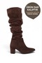Deja Women's Bellows Thick Heeled Pointed Toe Suede Boots