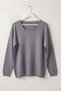 Gray Melange Square Collar Long Sleeve Slim Glitter Casual Knitwear Sweater 64 63 - 2