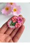 Cotton Hand Knitted Pink Floral Hairless Baby Hair Clips Set of 2 Newborn Baby Girl Snap Hair Clips - 2