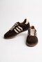 Pelores double-faced genuine leather women's sneakers with side stripe - coffee suede - 7