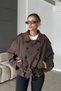 Sophia Oversize Button Detailed Women's Trench Coat Imported Anti-Pilling Cashmere Coat - 5