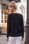 Black V-Neck Cuffed Sleeves Slim Shiny Casual Knitwear Sweater 65 65 - 8