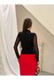 Cross Draped Detailed Transparent Tulle Sleeves Lycra Women's Blouse - 4