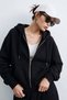 Women's Kangaroo Pocket Zipper Sweatshirt - Black