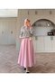 Half-Zip Polo Neck Pink Striped Knit Sweater - 4