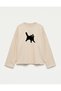 Oversize 100% Cotton 3 Thread Sweatshirt - Black Cat
