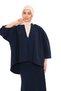 Women's Navy Blue Seersucker Fabric Skirted Top and Bottom Two-Piece Set - 4