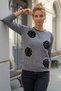 Gray Melange Crew Neck Long Sleeve Rose Patterned Stoned Hem Ribbed Casual Knitwear Sweater 69 68 - 5