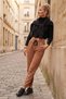 Italian Camel Elastic and Tie-Waist Straight Leg Casual Slim Corduroy Woven Trousers 98 62 - 5