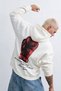 Men's Back Velvet Printed Hooded Sweatshirt - White