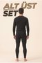 Men's Black Thermal Underwear Set Bottom Top Winter Underwear Set - 3