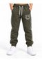 Khaki Tiger Embroidered 3-Thread Kids' Tracksuit Set with Crew Neck Sweatshirt and Jogger Bottoms - 3