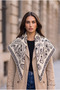 Women's Triangle Shoulder Shawl Ethnic Patterned Reversible Thick Knitwear Shawl - 2