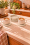 Decorative Concrete Beige Color 4 Piece Coaster Set with Stand Bohemian Style Coasters - 6
