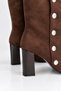 Click Wooden Heeled Snap Button Detailed Double Form Foldable Below the Knee Pointed Toe Women's Boots - 2