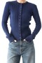 Navy Blue Knitted Cardigan with Snap Fasteners - 4