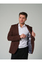 Men's Slim Fit Blazer Jacket Brown - 6