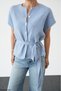 Women's Short Sleeve Belted Detailed Buttoned Knitwear Cardigan - 3
