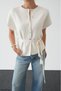 Women's Short Sleeve Belted Detailed Buttoned Knitwear Cardigan - 2