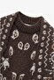 Brown Ethnic Patterned Shawl Sweater - 3