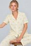 Women's Yellow Patterned Shirt Collar Double Pajama Set - 5