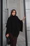 Black Asymmetrical Cut Poncho Sweater