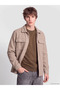 Beige Regular Fit Men's Cashmere Shirt Jacket