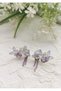 Lilac Flower Detailed Crystal Stone Pearl Earrings