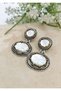 Vintage Oval Stone Detailed Antique Silver Color Earrings 5X3 cm
