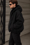 Men's Oversized Gabardine Coat with Fur Lining and Hood - 4
