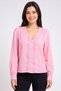 Women V-Neck Long Sleeve Textured Blouse, Pink