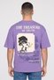 Men Oversized Crew Neck Short Sleeve Graphic Print T-Shirt, Purple - 4