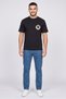 Men Crew Neck Brand Logo Short Sleeve T-Shirt, Black - 2