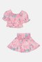 Toddlers Girl 2 Pcs Floral Print Top And Skort Set, Multicolor - 2