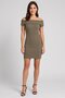 Women Ribbed Mini Dress, Olive