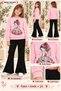 Winter, Spring, and Autumn Girls' Black Spanish Flared Bottoms and Pink Sweat Top - 2