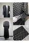 Black polka-dot lace stitching Abaya, fashionable Abaya, front open coat, with the same headscarf, suitable for daily life, shopping and parties. - 7