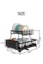 2 Tiers Dish Drying Stand With Rotatable Drainage System Black - 8