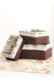 3PCS Woven Storage Basket , Decorative Paper Rope Organizer Bins with Floral Linen Liner and Lace, Rustic Storage Boxes for Bathroom, Bedroom, Office