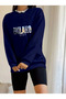Women's long sleeve crew neck patterned viscose two-thread blouse