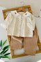 Collar Rabbit Embroidery Detailed Polka Dot Baby Girl 2-Piece Set - Cream - 5