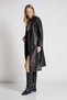 1041 Women's Faux Leather Trench Coat with Belt