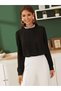 Women's long sleeve crepe blouse with stone collar detail - imported - 5