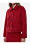 Shirt Collar Pocketed Buttoned Wool Blend Cropped Cashmere Jacket - 5