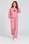 Pink Girls' Bow and Stone Decorated, Sequined Side Cuffed Crew Neck Sweatshirt Set 25020 - 3