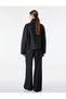 Wool Blend Zippered Pocketed Stand Collar Oversized Seasonal Cashmere Jacket - 5